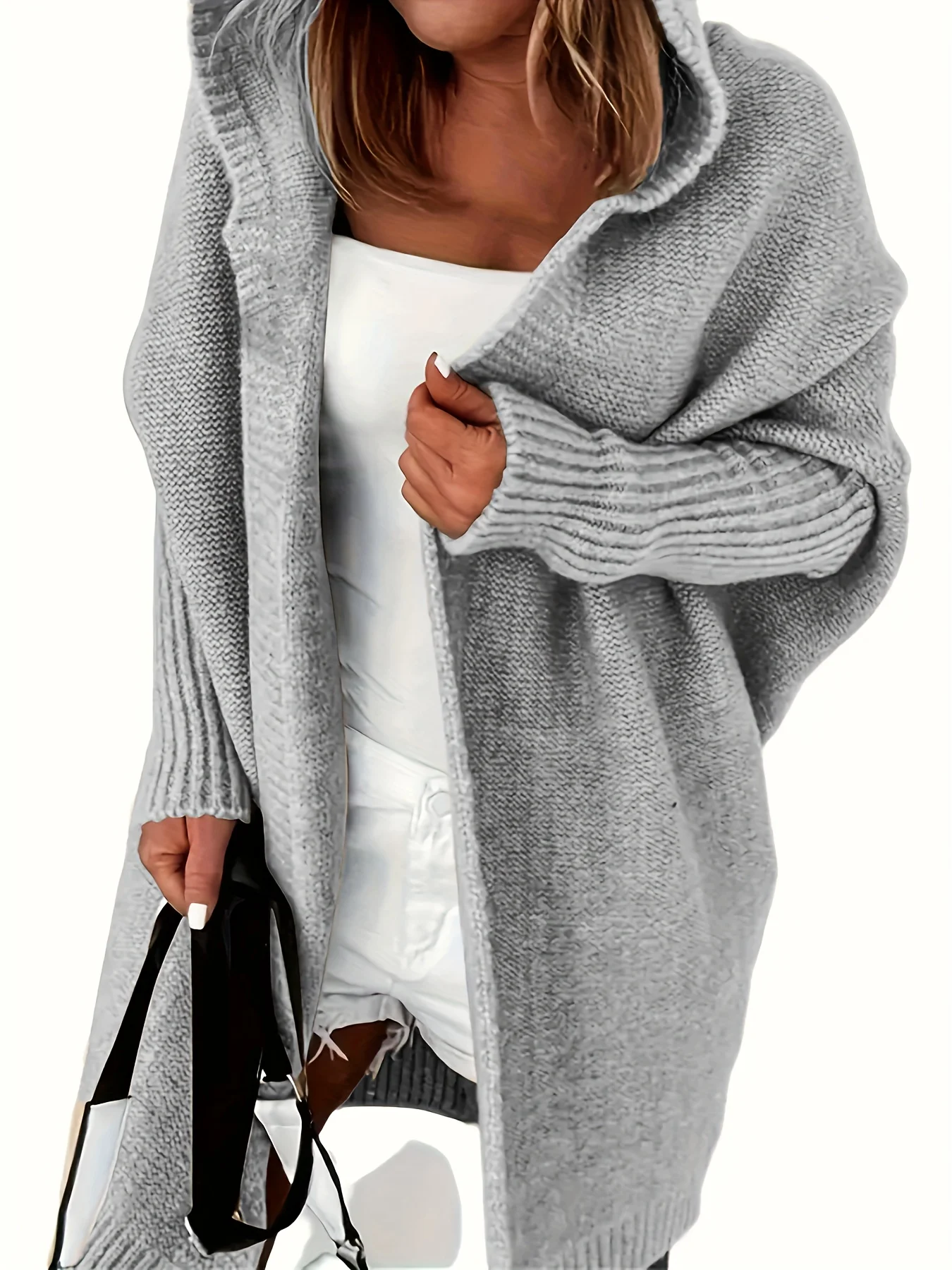 Plus size pure color warm cardigan