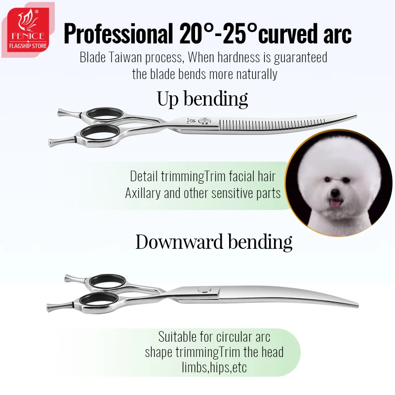 Fenice Forbici per la bellezza del cane Professionale 7/7.5 pollici Forbici per toelettatura del cane da compagnia Dente invertito Soffici Cesoie per sfoltire Tasso 50-80%