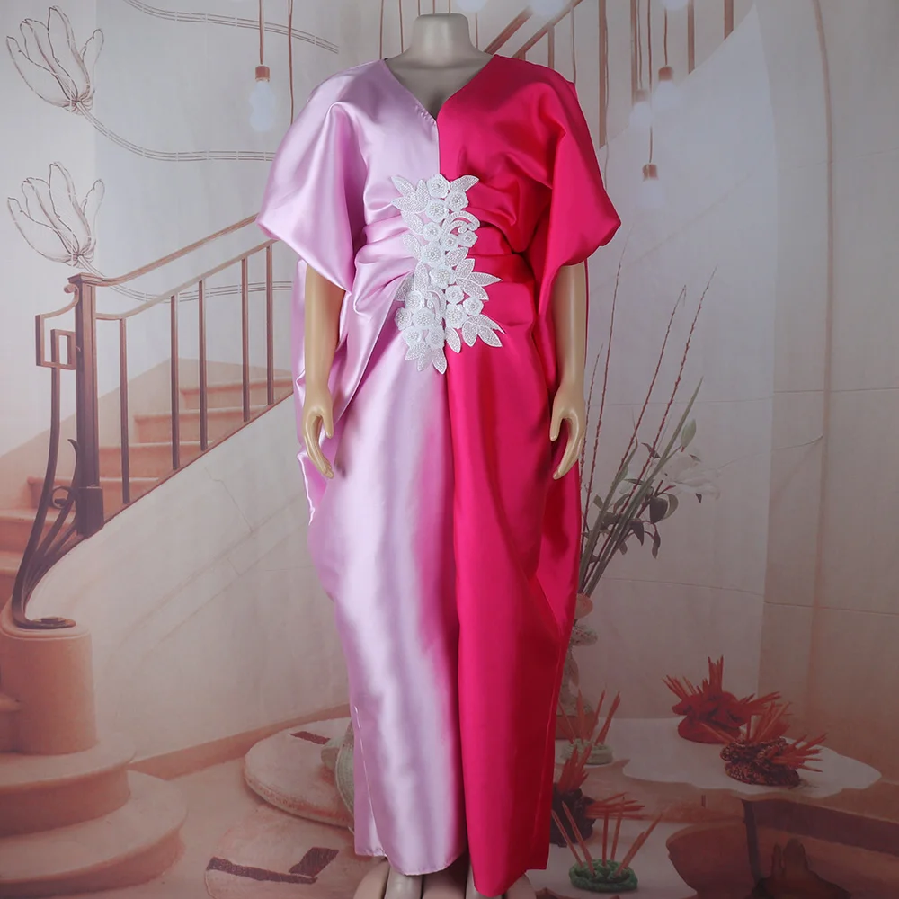 Elegante Afrikanische Kleider für Frauen Farbblockierung Afrikanische Kleider für Frauen Party Übergröße Robe Africains Femme – Detail 2