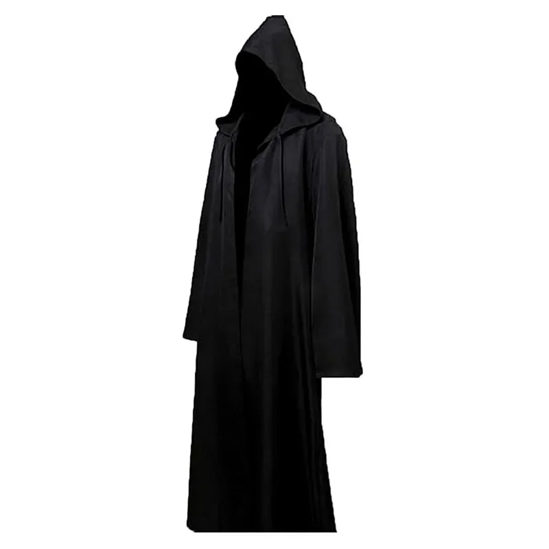 

Halloween Cloak Cosplay Costume Sorcerer Long Shirt Hooded Black Robe Adult and Ghost of Horror Cloak Child Holiday Costume Set