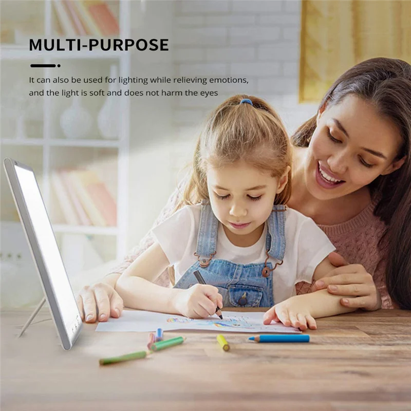 ABZV-Light Therapy Lamp SAD Light LED Happy Mood Light Touch Dimmable Night Light, UV Free,Timer Function,For Home/Travelling