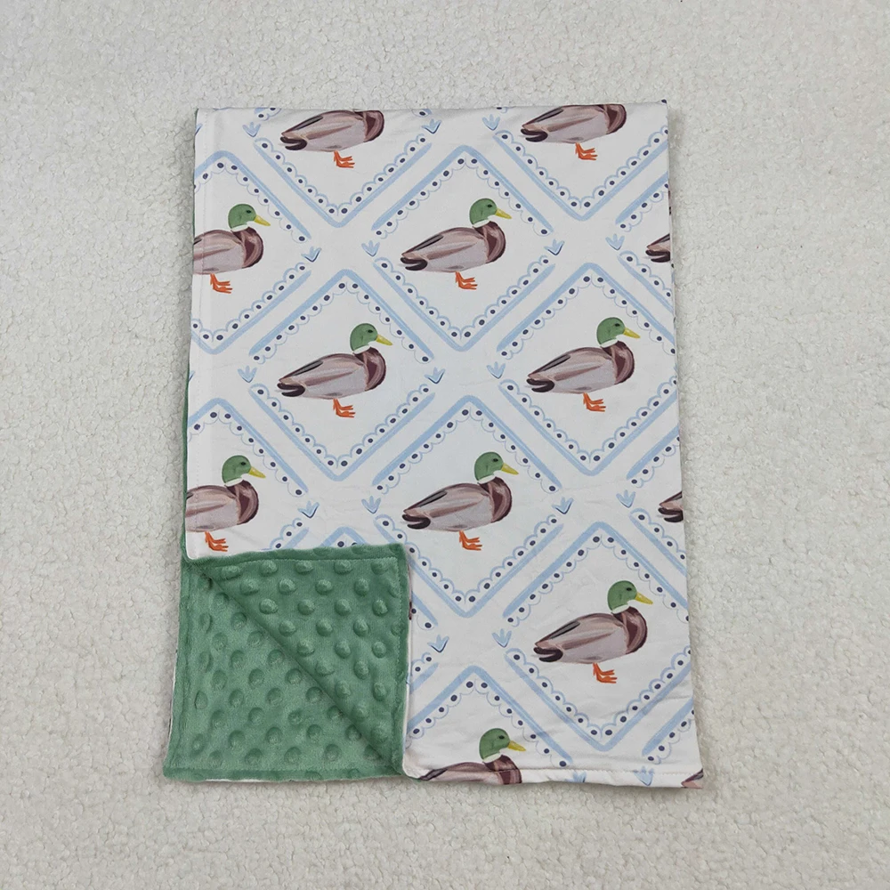 

Baby Green Ducks Plaid Minky Blanket Kids Southern Style Polka Dots Design Soft Blankets for Babies And Kids29*43 inches