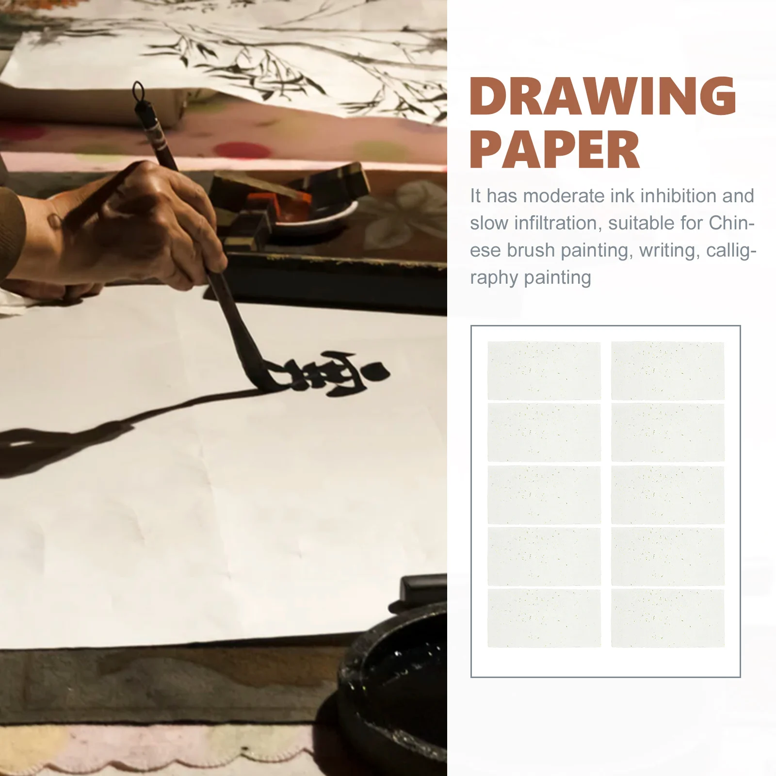 

10 Sheets Rice Paper Chinese Calligraphy Flower Patterns Lightweight Portable Storage Painting Decorative Craft Beginner