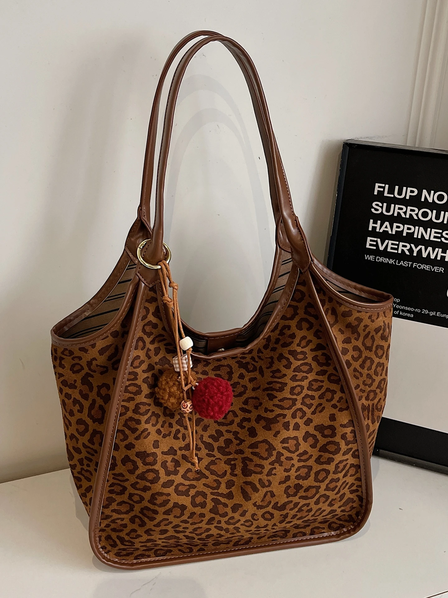 

Trendy Large Capaci Commuter Bag Leopard Print Hobo Bag Single oulder Bag for Work 2025 New Sle Youth Magnetic Bule C...