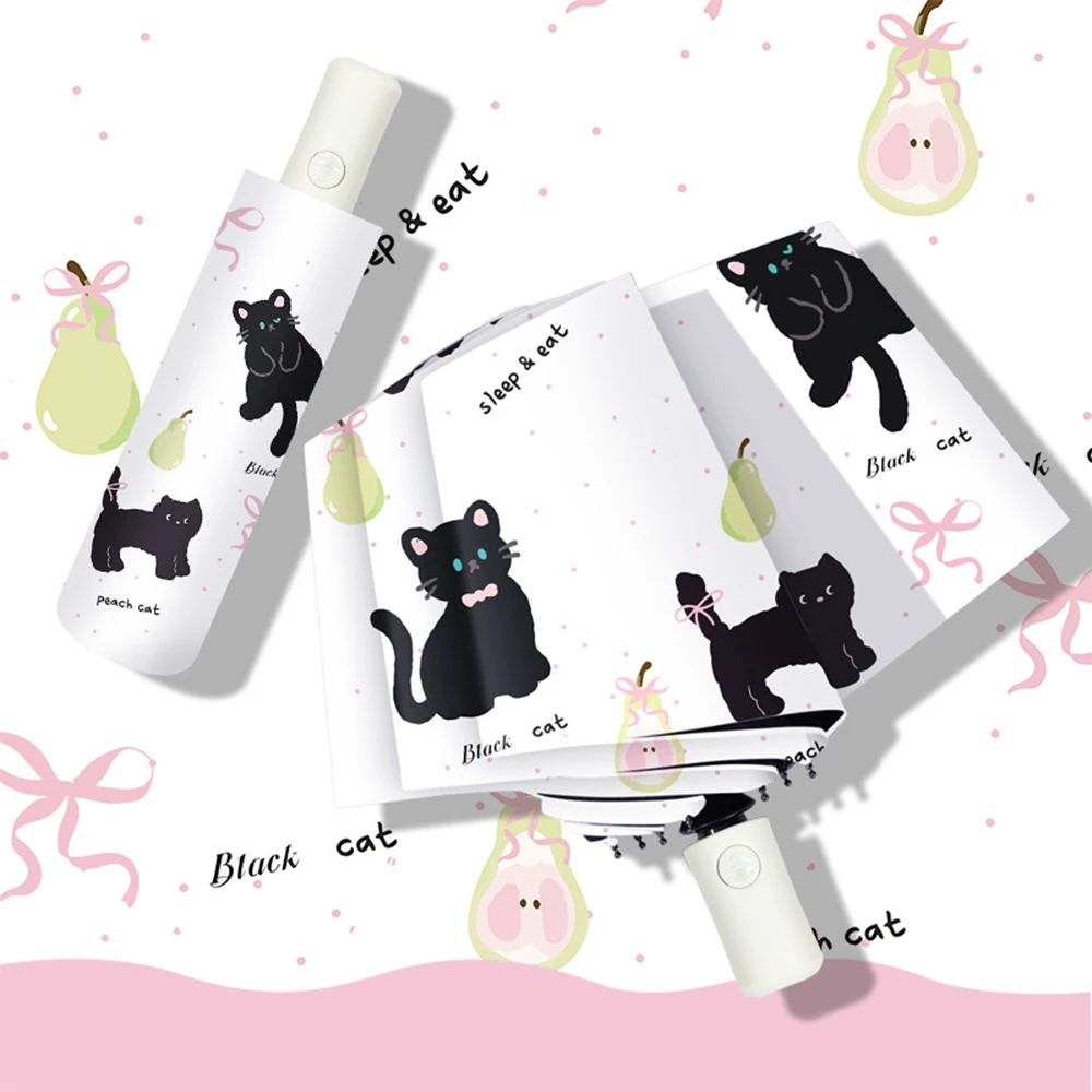 

UV umbrella,Folding automatic umbrella,Cute cat girlish umbrella，Wind and sun protection Travel portable,Birthday holiday gift