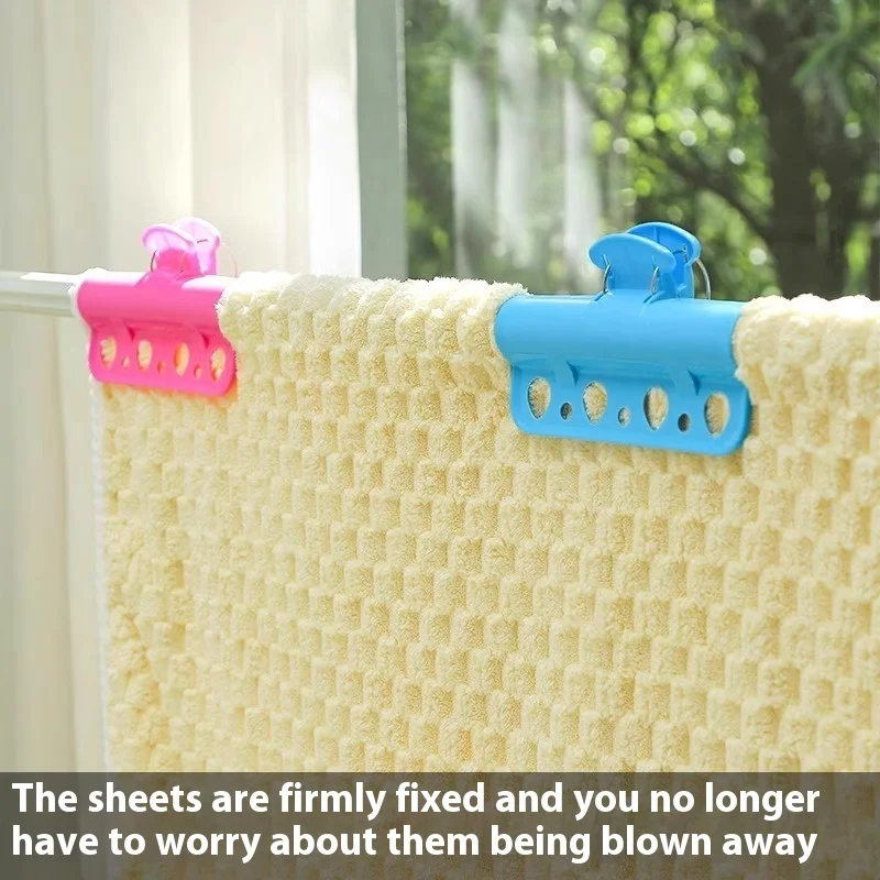 قضيب تجفيف الملابس، مشبك مقاوم للرياح، مشبك قضيب تجفيف، مثبت شماعات قوي لتجفيف اللحاف ومشابك الملابس #3