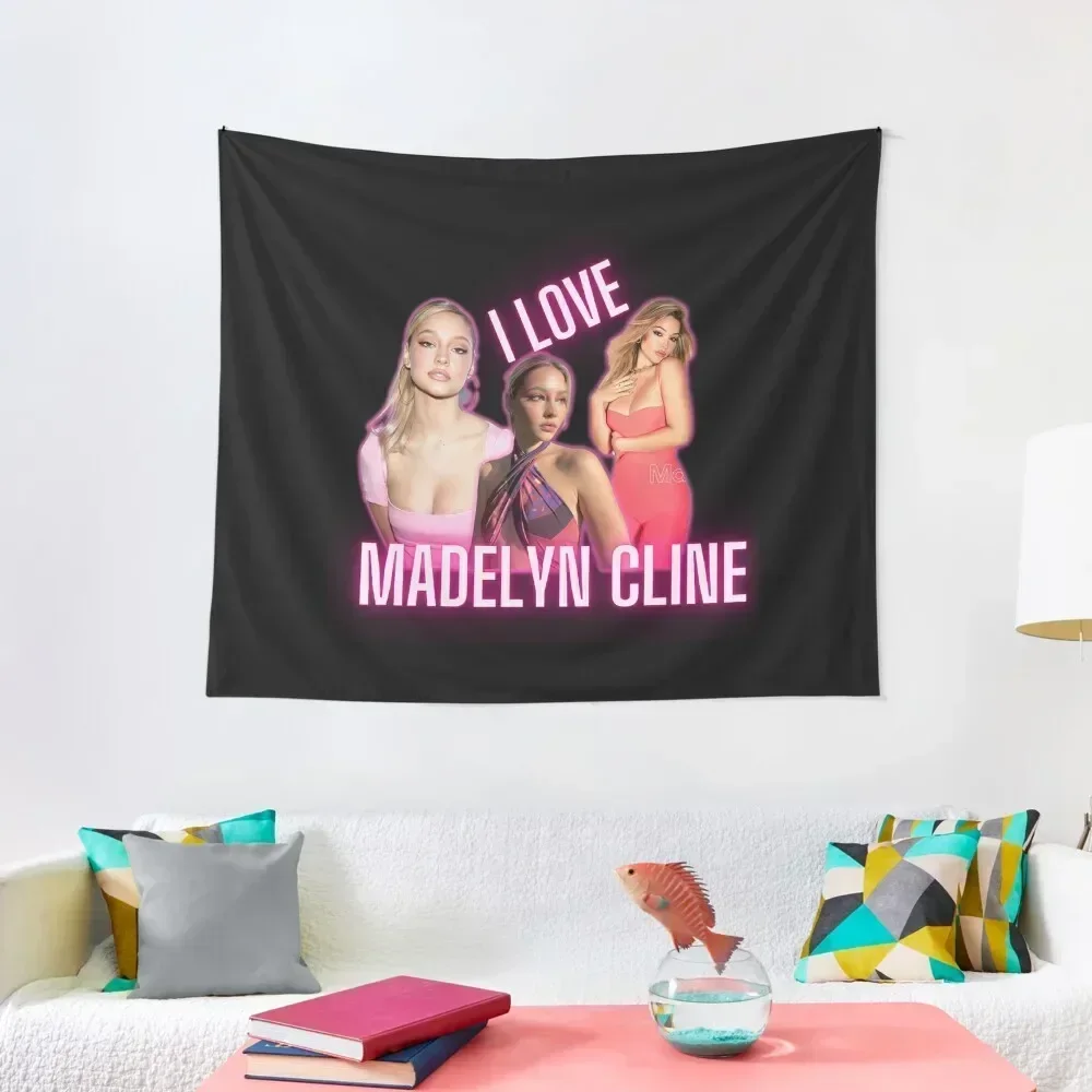 

I Love Madelyn Cline Cursed Fan Collage Neon Pink Effect Tapestry Decorative Paintings Wall Art Bedroom Decor Tapestry