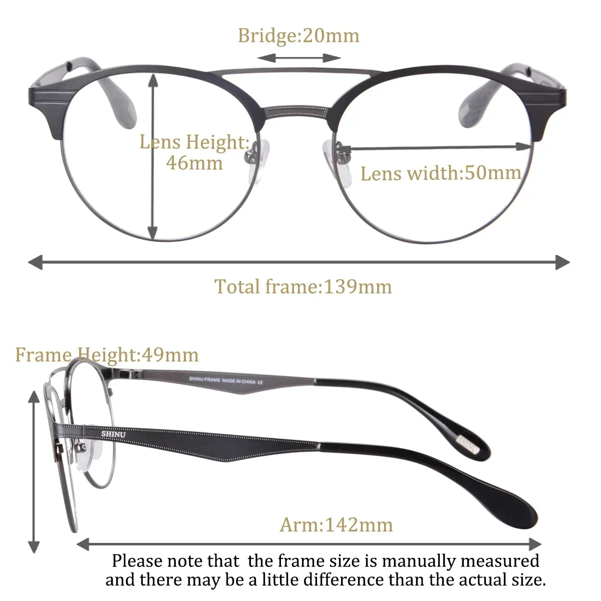 SHINU brand Metal Glasses Frame Men Women Progressive Multifocal Reading Glasses Protective Glasses Nose Pads Eyeglass Custom