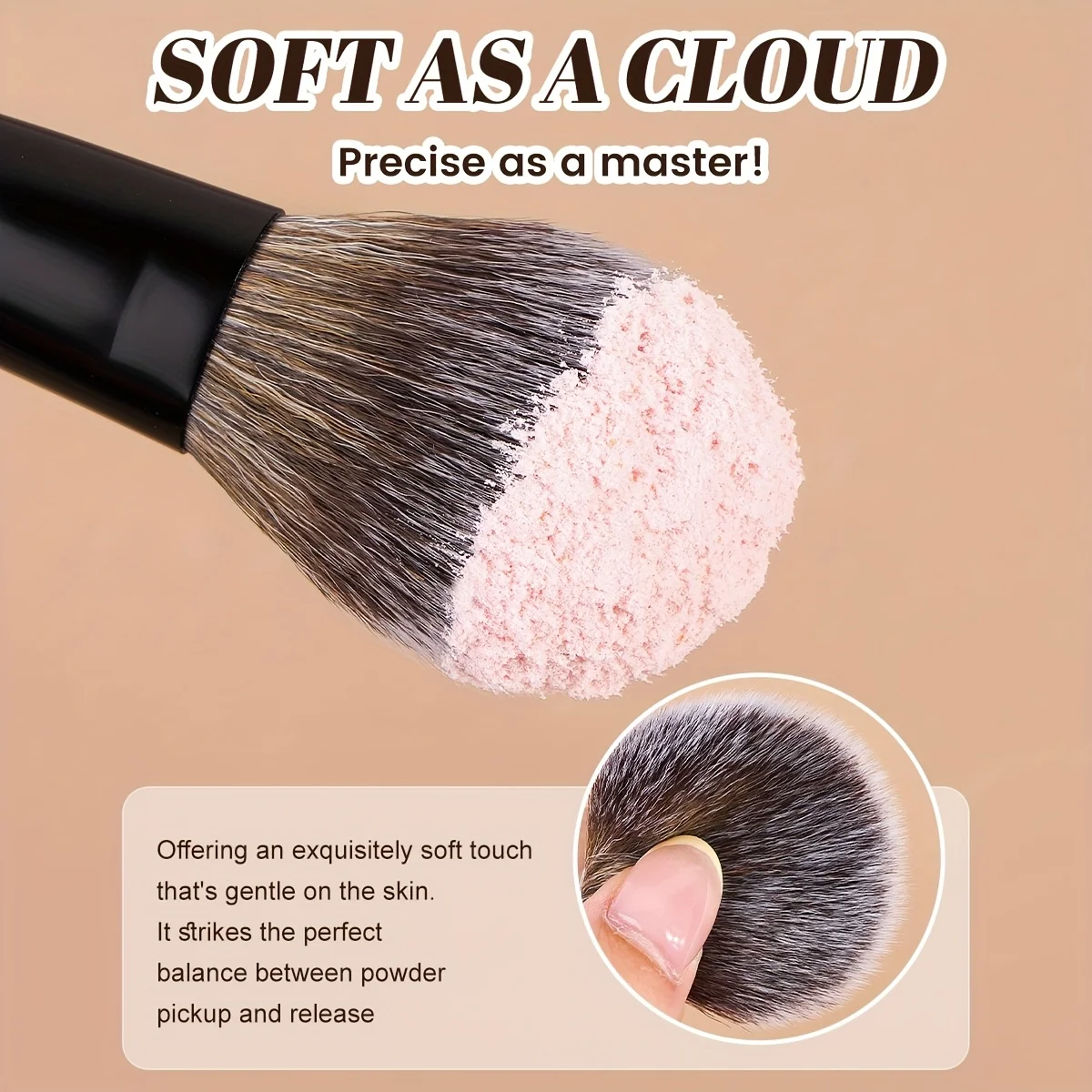 3-teiliges Gesichts-Make-up-Pinsel-Set, Foundation-Pinsel, Rouge-Pinsel, Concealer-Pinsel, weiche Borsten, täglicher Gebrauch, Geschenk für Frauen, Kabuki Make – Detail 4