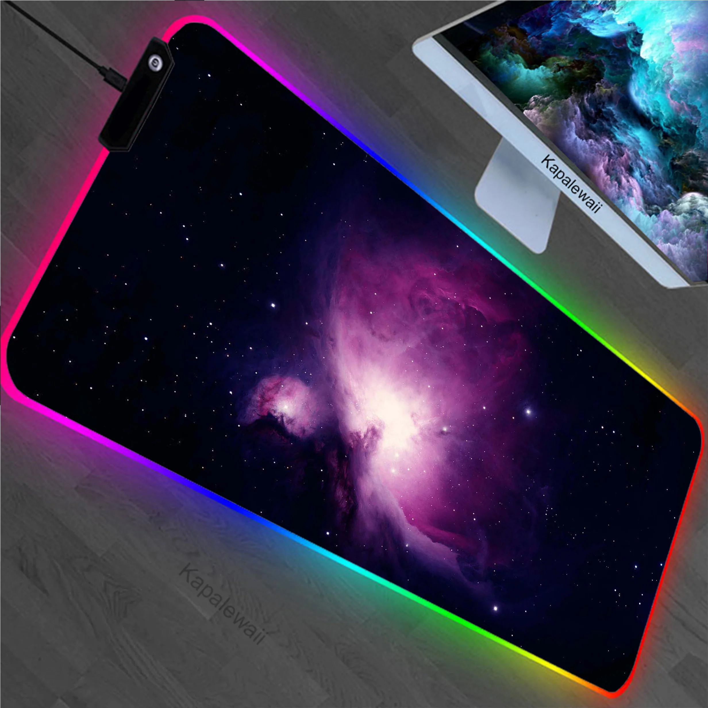 

Purple Star Space RGB LED Large Mouse Pad Gamer Mousepad Notebook Office Accessories For Desk Mat Game Keyboard Pads 900x400mm