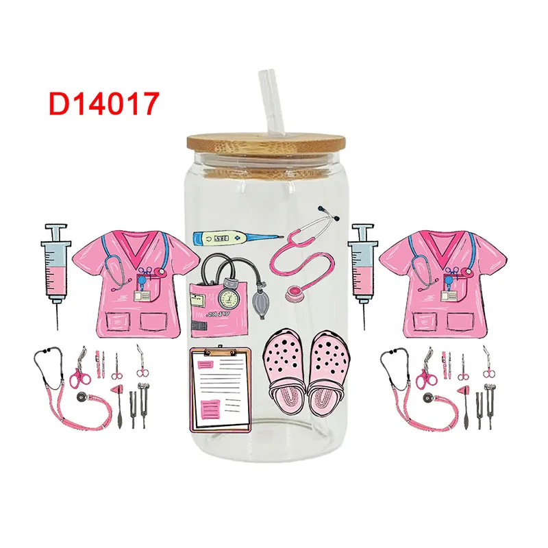 3D UV DTF Transfers Stickers 16oz Cup Wraps Nurse Doctor Health Printed For DIY Glass Ceramic Metal Leather Etc.  D14017