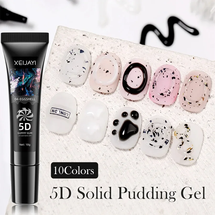 

10PCS/SET 10ml 5D Solid Pudding Nail Gel Tube Emboss Painting Gel Polish Translucent Jelly Gum Korean-Style DIY Nail Art Decor