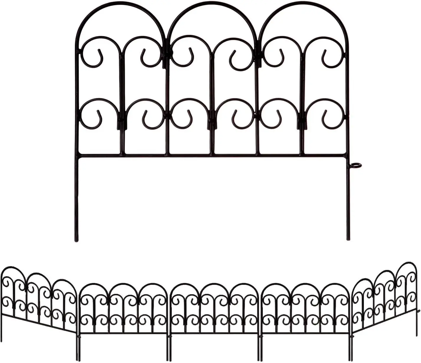 

Garden Edging Border Decorative Fences Panel 18" W x 16" H 5 Pack for Flower Bed Rustproof Dog Barrier Metal Black