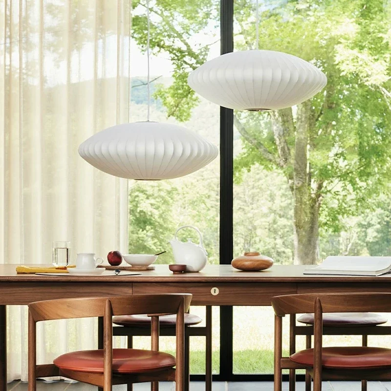 Nordic Minimalist Wabi Sabi Silk Chandelier Restaurant Bar Island Dining Room Led Pendant Lamp Bedroom Hanging Light Fixture