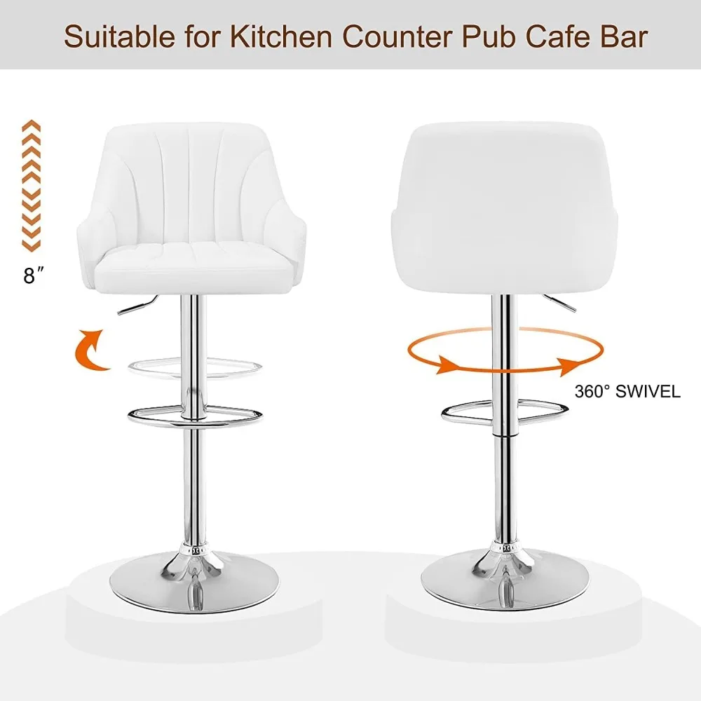 

2-piece bar stool set, adjustable high footed stool, counter height stool with backrest and armrest, kitchen island stool