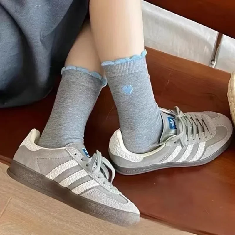 5 Pairs Fashion Versatile Color Blocked Mid Tube Socks Retro Autumn Winter Women Socks Polka Dot Elastic Non Slip Durable Socks