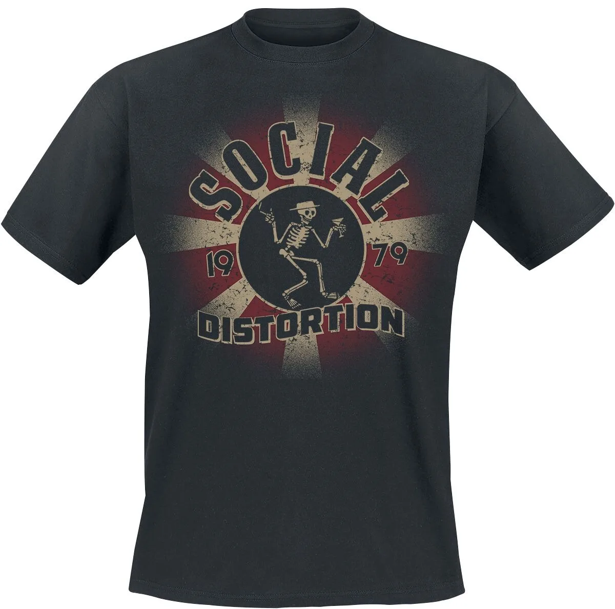 Camiseta Social Distortion Band 1979 com estampa de esqueleto, camiseta neutra casual 100% algodão, streetwear punk rock para homens e mulheres