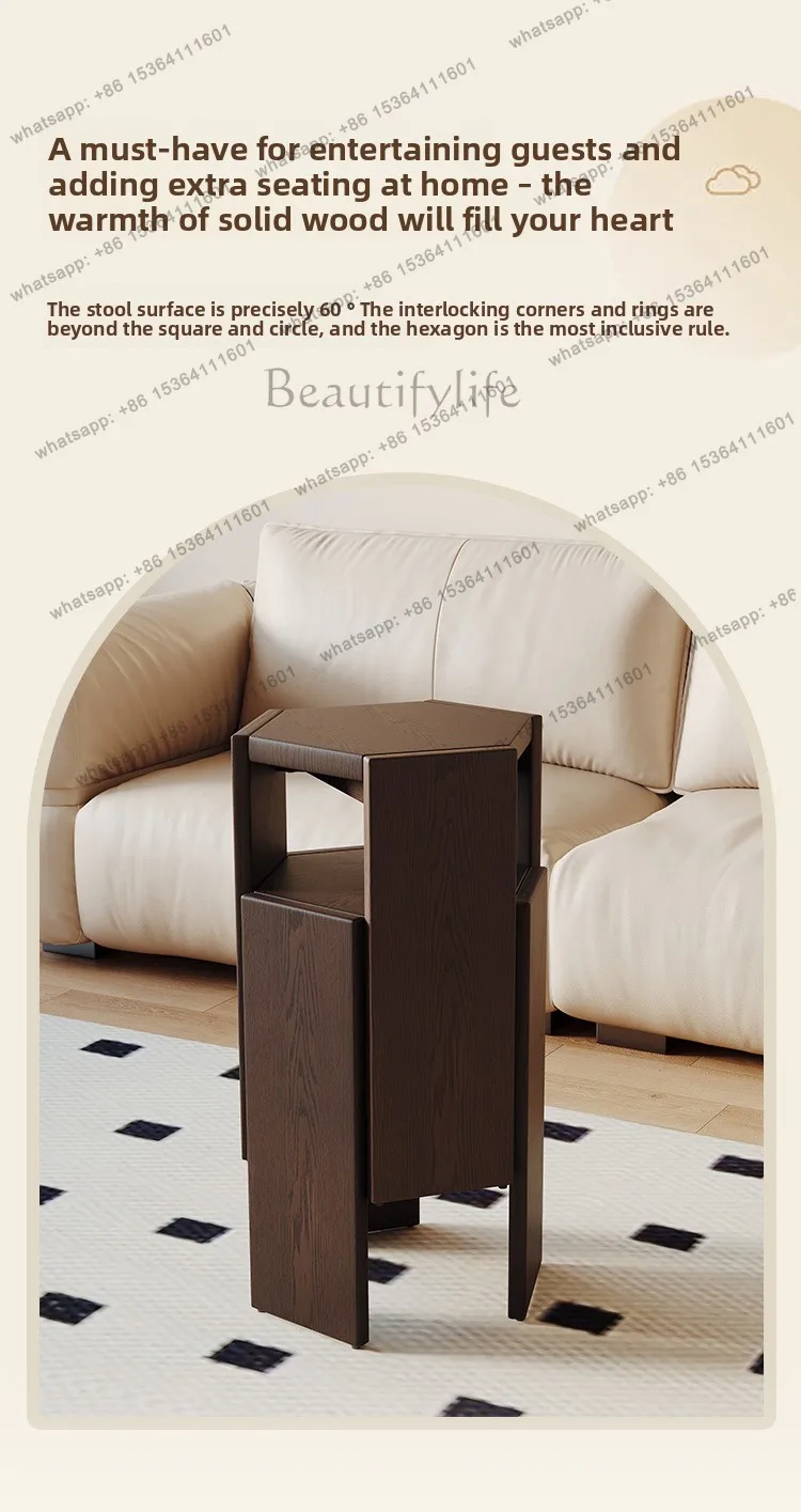 YJ  Solid wood stool household stackable order stool thickened combination stacking stool