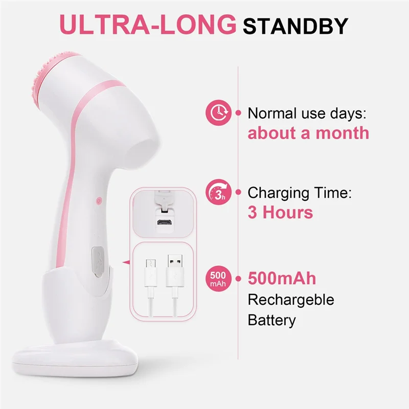 

ABVT-Устройство для очищения лица, водонепроницаемый скруббер для лица с двойным вращением, отшелушивающий аппарат с 3 насадками, для очищения ухода за кожей