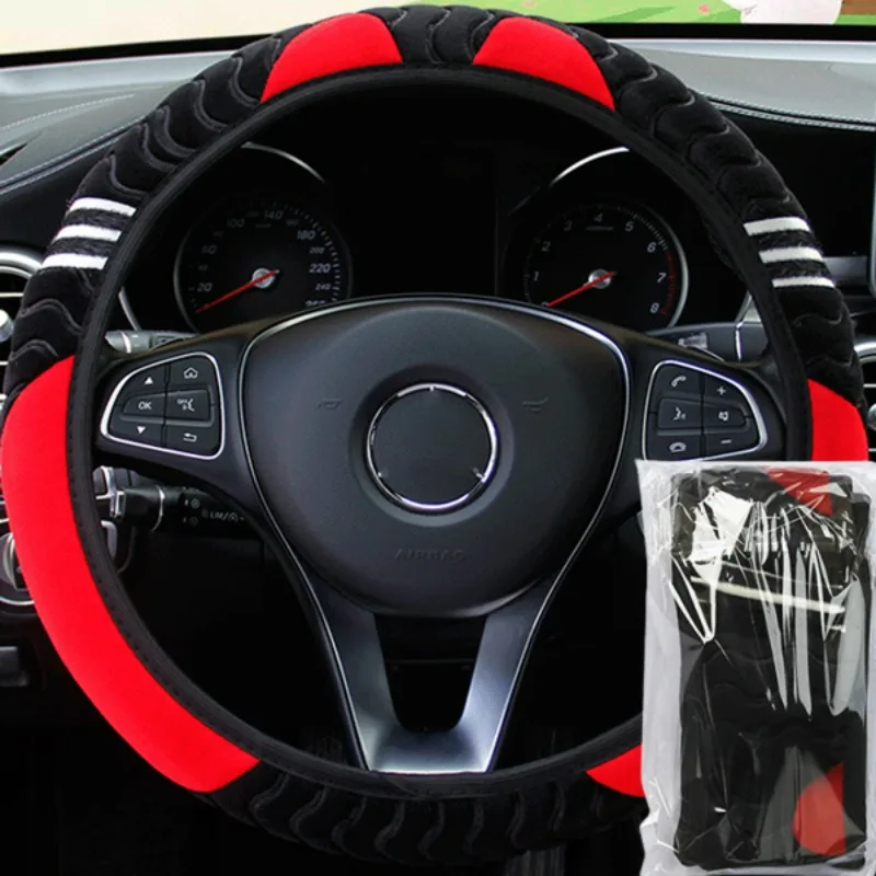 Universal Car Steering Wheel Cover Little Monster Styling Decor Steering Wheel Elastic Covers for Men Women Winter Plush Warm