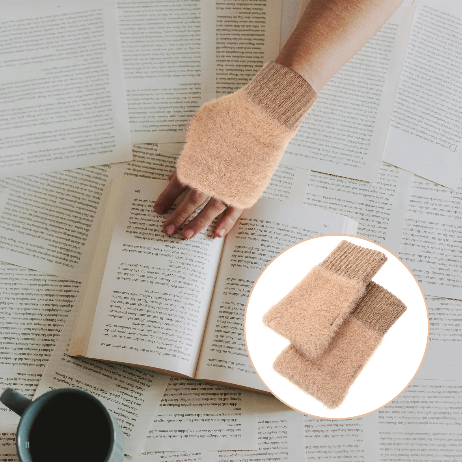 1 زوج شتاء دافئ محبوك أصابع قفازات النساء طويلة نصف اصبع القفازات الكتابة الكتابة الطقس البارد دافئ أنيق تدفئة اليد #1