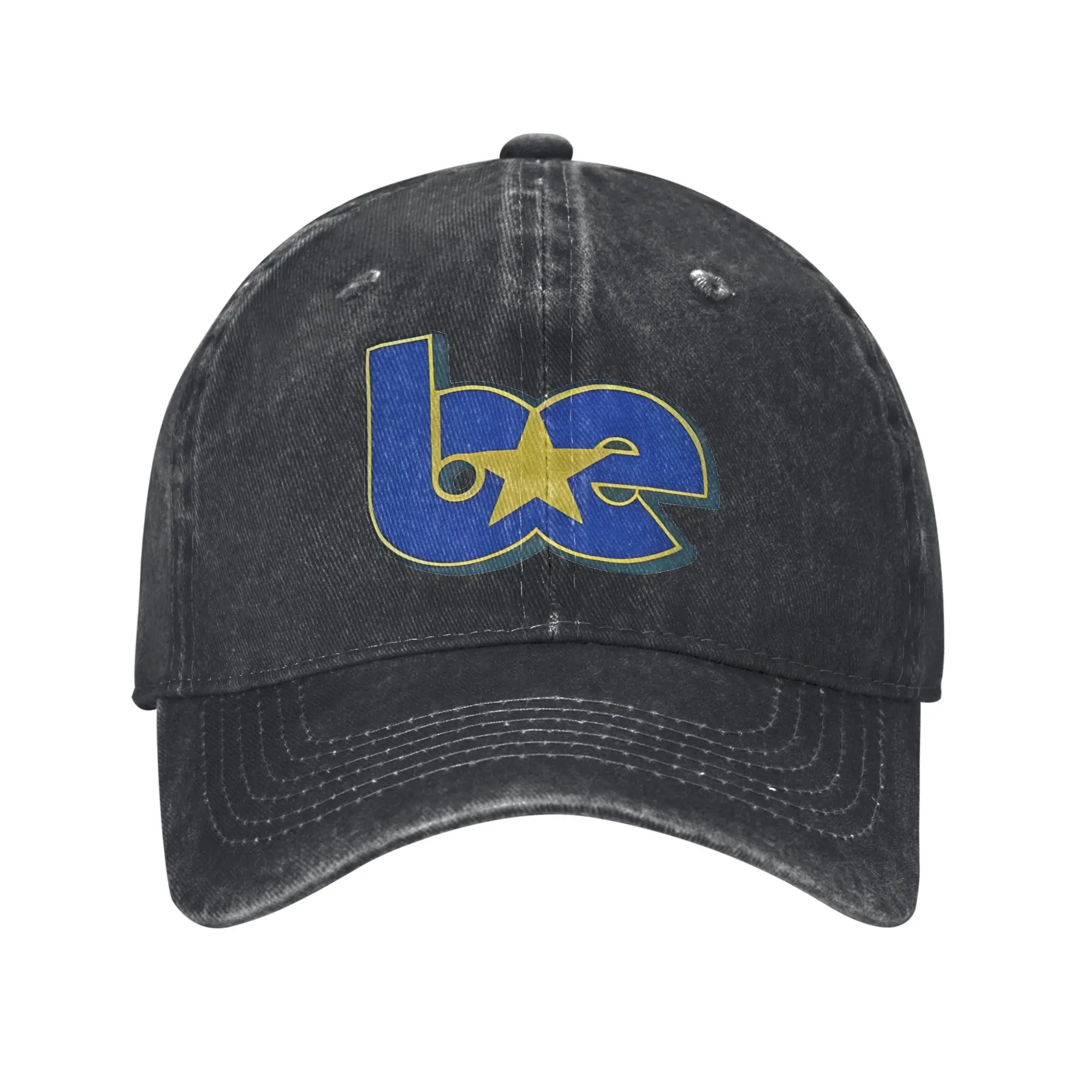 Vintage BE Star Contrast Initials Outline Logo Baseball Caps Denim Washed Snapback Cap Billied Outdoor Summer Adjustable Fit Cap