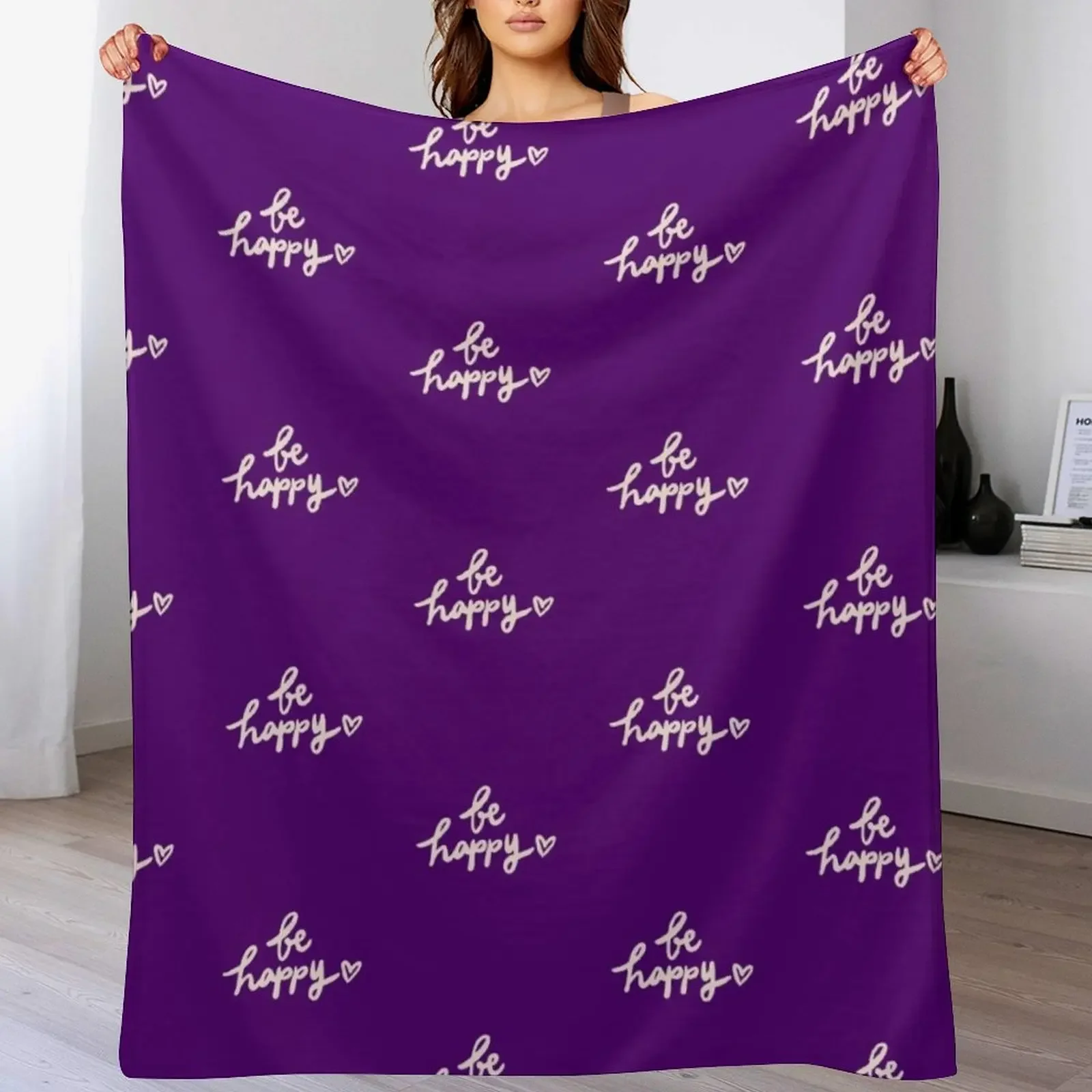 

Be Happy Be Positive Throw Blanket Anti Shedding Soft Fuzzy Blanket for Home