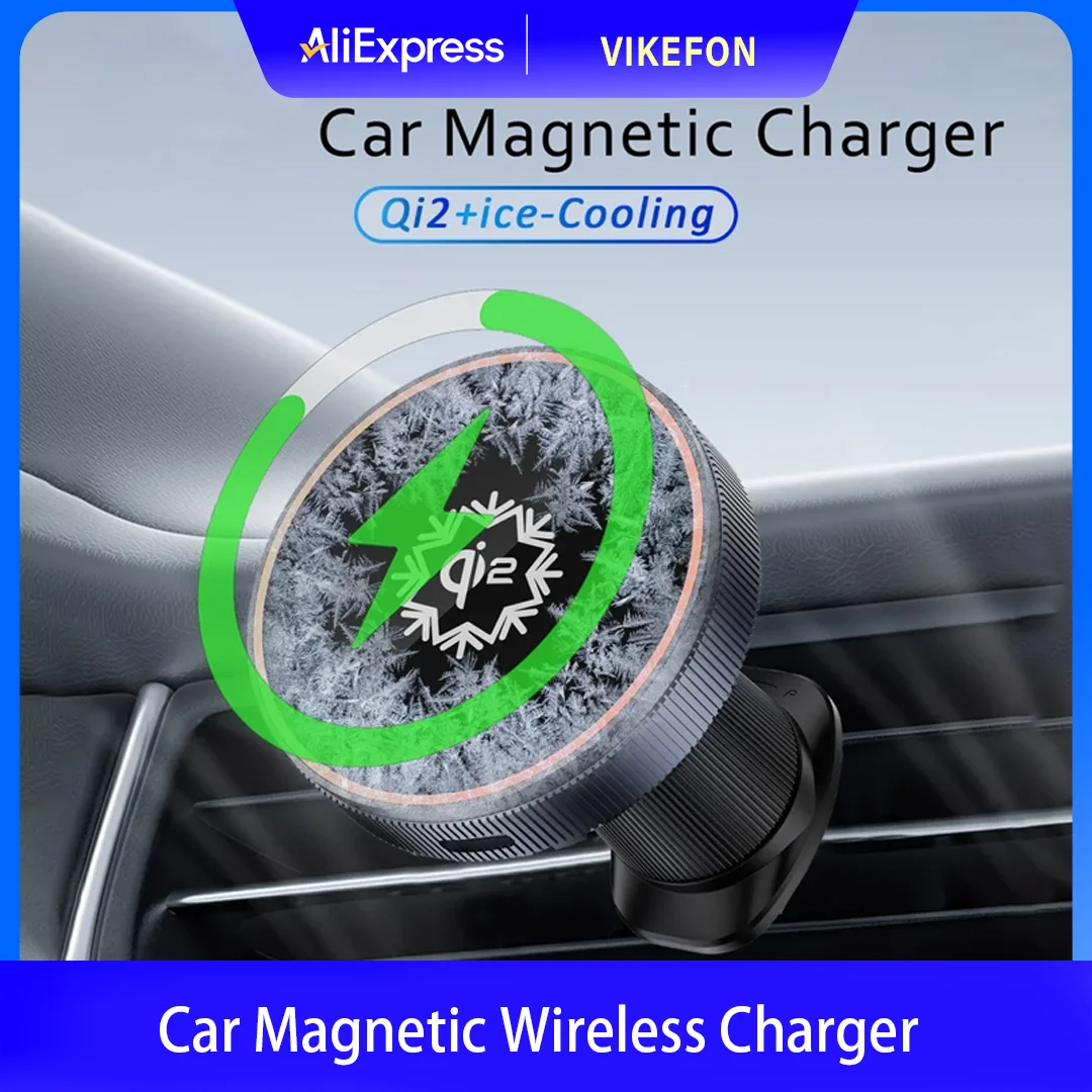 15W qi2 Car GPS Magnetic Wireless Charger Cooling Phone Holder For Magsafe iPhone 16 15 14 13 12 Pro Max Fast Charging Station