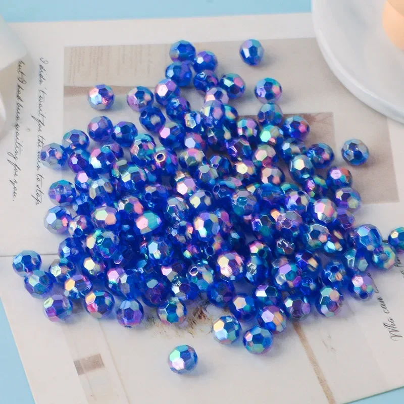 500g AB Colored Octagonal Beads Transparent Plated Earth Beads Illusionary Acrylic Scattered Beads DIY Bead Handmade Materials