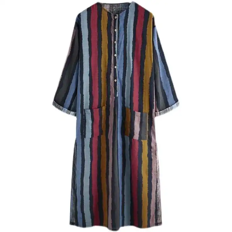

Arabian Print Long Sleeve Men's Shirt Middle East Fashion Mens Robe National Clothing Cotton Thickened Autumn Performance Wear