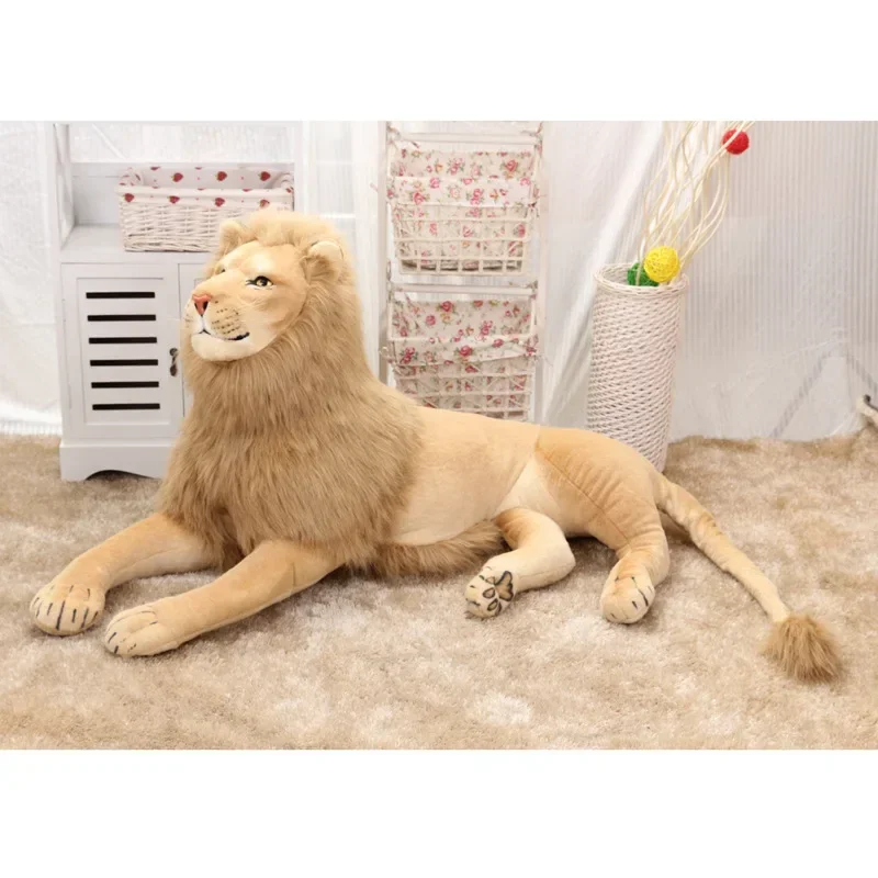 Grande travesseiro de leão para crianças, modelo animal simulado, decoração de casa, brinquedos de pelúcia, presente para crianças, 110cm