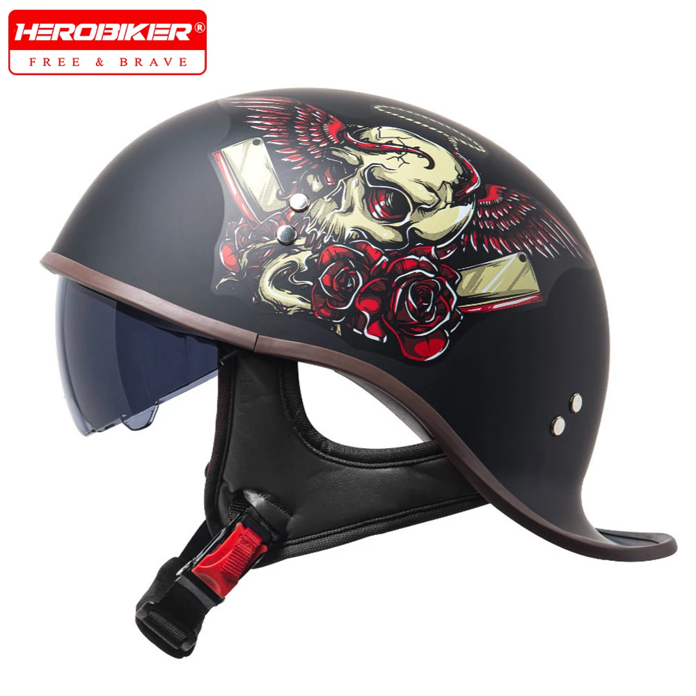 

Vintage Motorcycle Helmet Retro Casco Moto Helmet Men Women Motorbike Half Helmet Scooter Motorbike Equipment