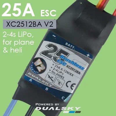 

DUALSKY XC2512BA V2, ESC 25A, 2-4s LiPo, for plane & heli