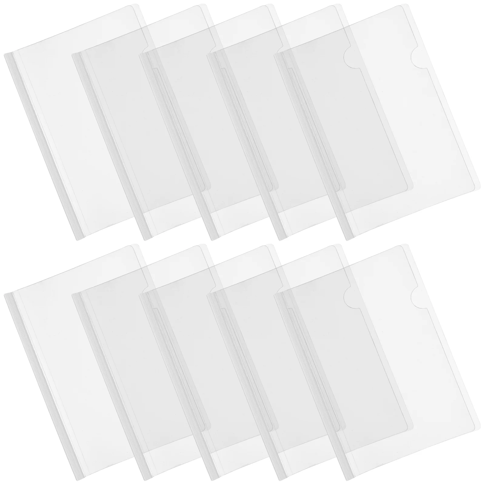 10 Pcs Rod Clamp File Folders Report Covers with Sliding Bar White Pole Pp Clear Binder