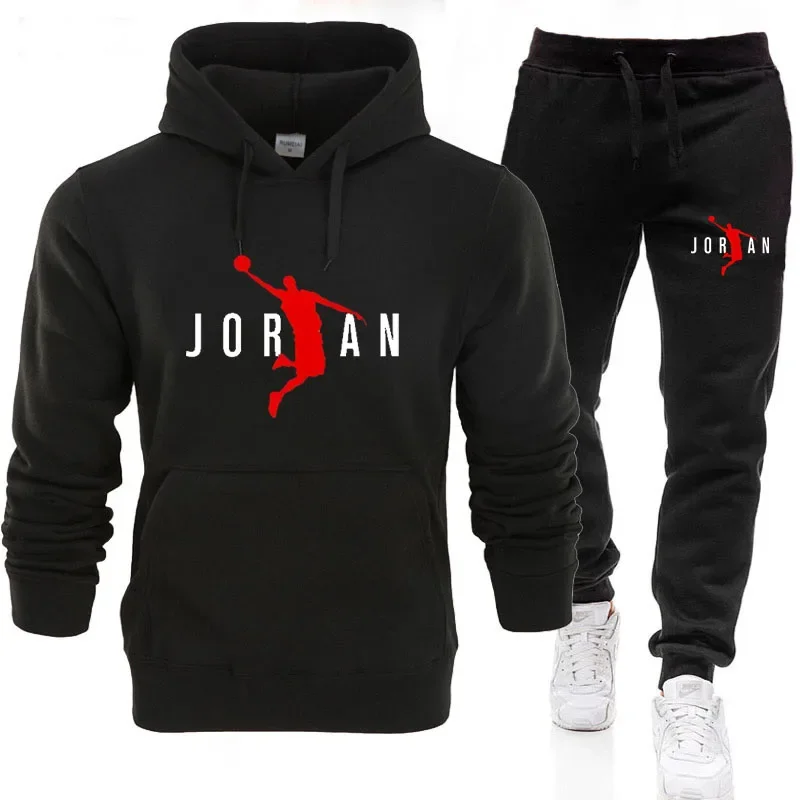 

Autumn and winter men's fitness jogging casual sportswear set fashion clothing pullover hoodie + sweatpants two-piece set