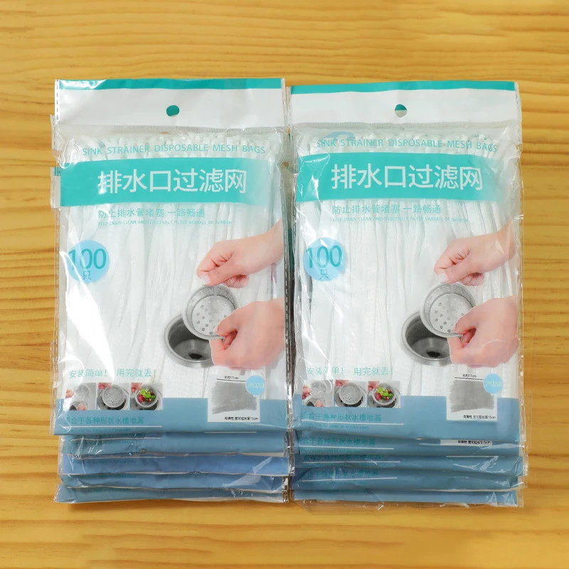 10/30/100 Pcs Sewer Water Filter Disposable Kitchen Sink Strainer Bag Sink Hair Rubbish Storage Mesh Bag Sewer Water Filter