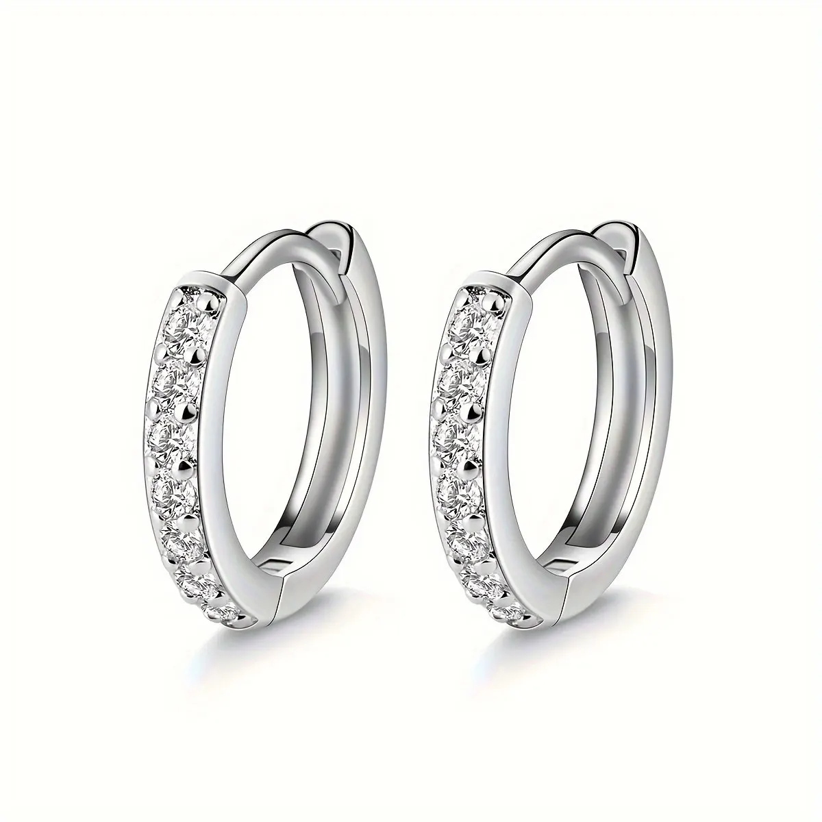 S925 Sterling Silver Pin Earrings Fashion Hoop Earrings White Gold Plated Earrings Nickel Free Earrings - Image 4
