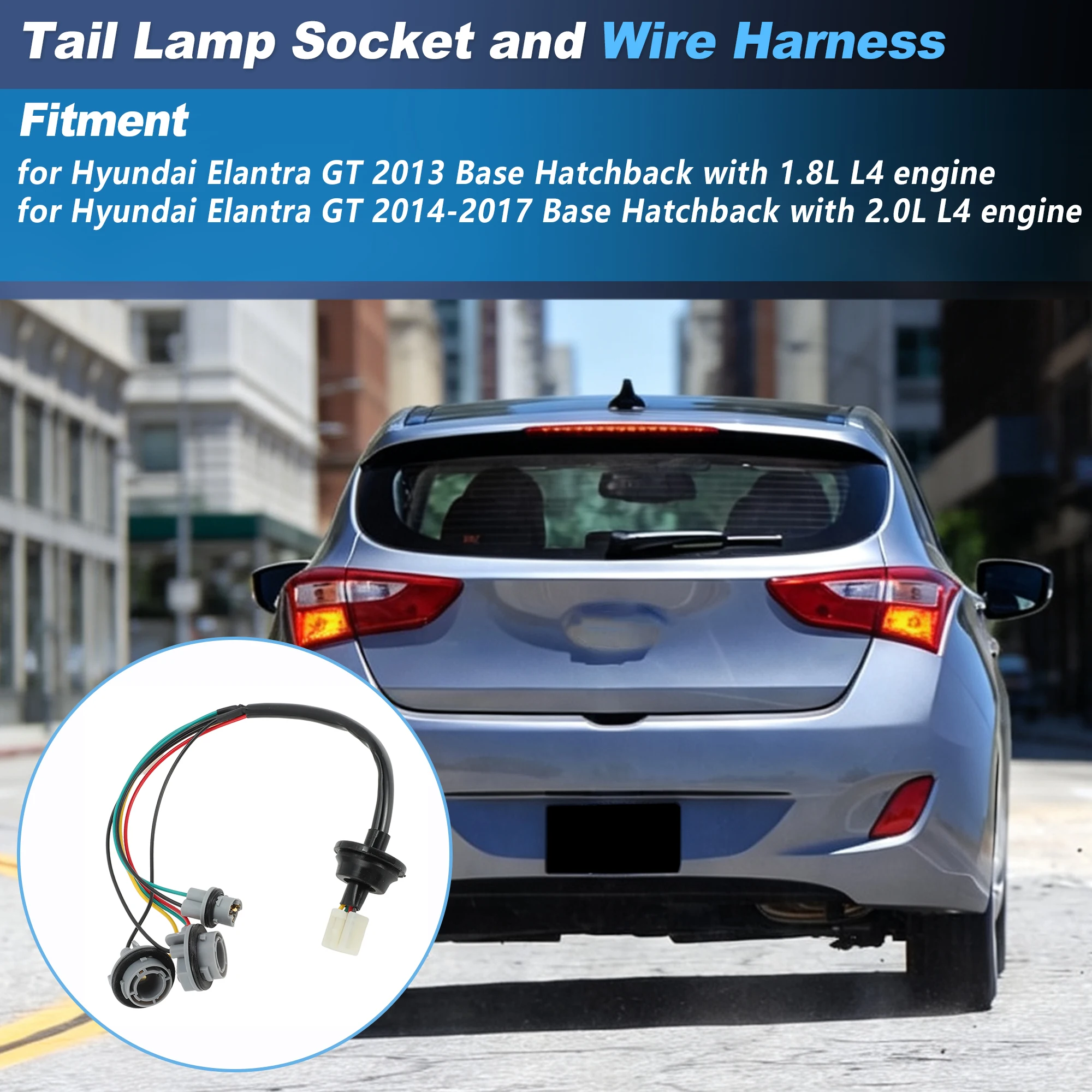 UXCELL Tail Lamp Socket and Wire Harness for Hyundai Elantra GT 2013-2017 92480-A5010