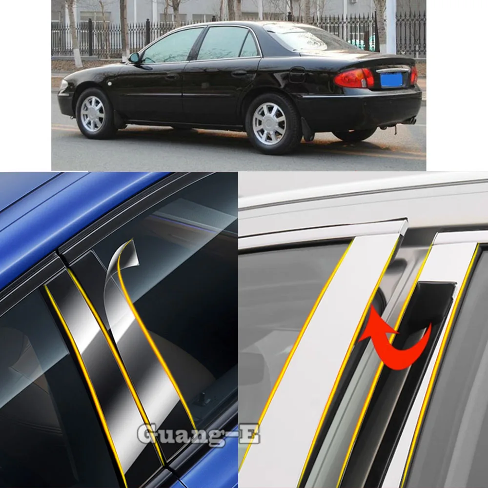 

Car TPU/Glossy Mirror Pillar Post Cover For Buick Regal 2006 2007 2008 Door Trim Window Molding Stickers Accessories 6PCS