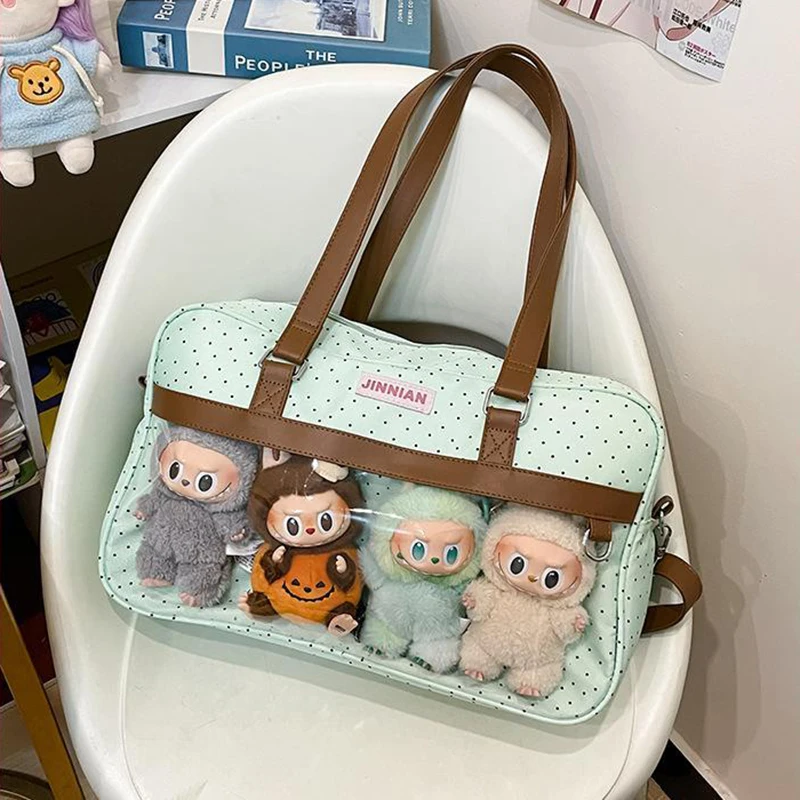 

HAEX Dopamine Dots Women Ita Bags 2025 Clear Window Doll Show Tote Bag Female Large Capacity Crossbody Shoulder Bolso Mujer