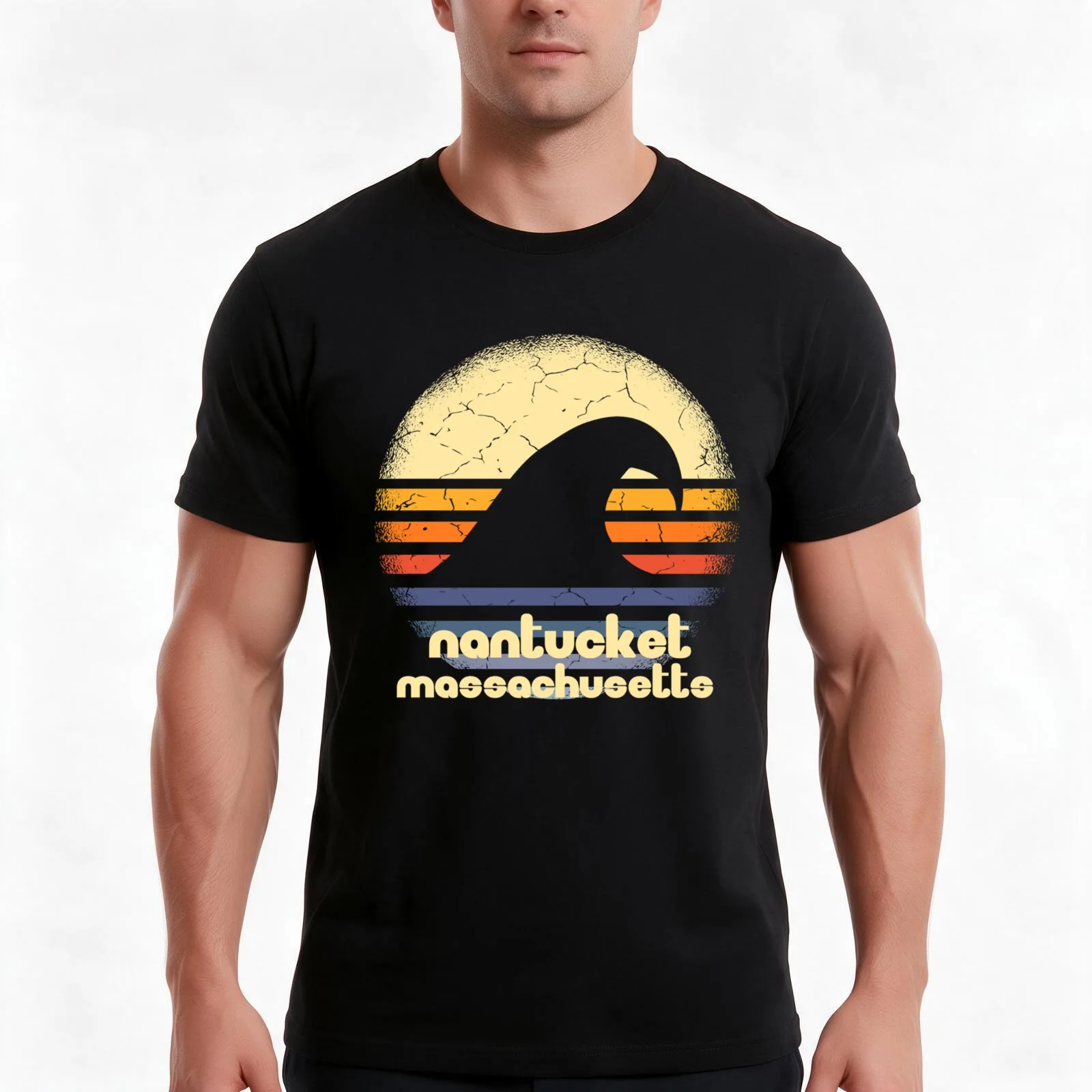 Nantucket Beach Massachusetts MA Atlantic Ocean Crashing Wave T-Shirt Summer Casual Cotton Tee Oversized Streetwear Tops