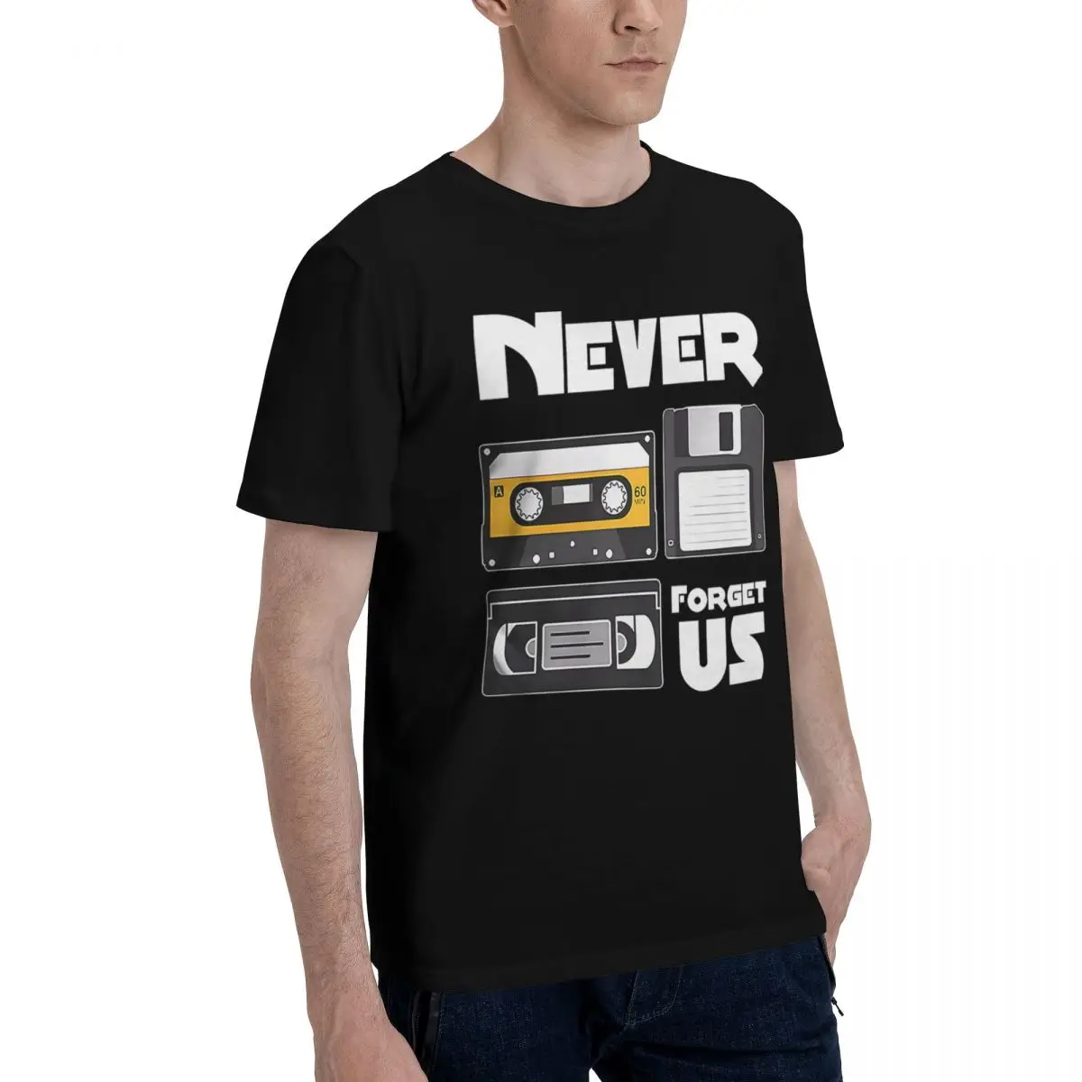 Never Forget US Floppy Disk VHS And Cassette Tape 1 100% Cotton Casual Breathable Confortable Kawaii Funny T-Shirt For Men