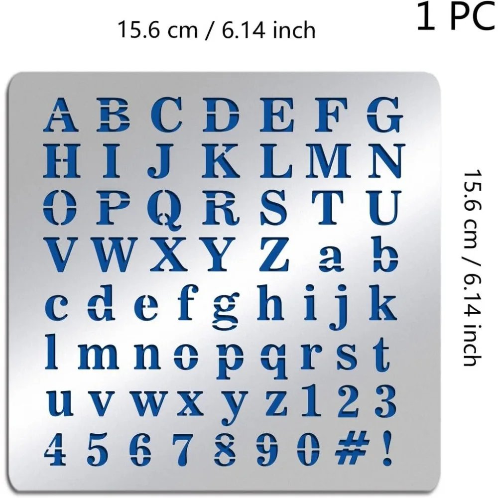Matte Metal Letters Stencils A to Z Alphabet Number Symbol Stencil Template for Painting Wood Burning Leather Burning Engraving