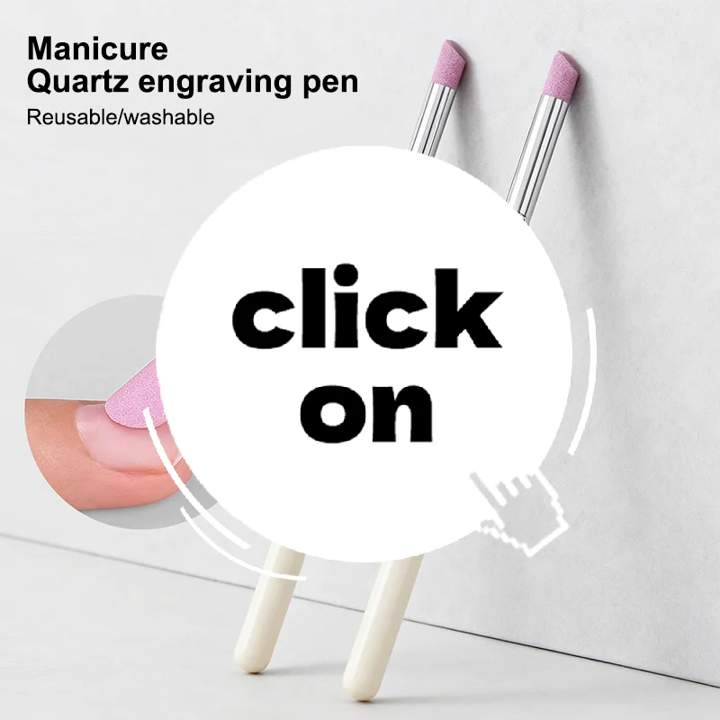 1/2 Stuks Quartz Steen Scrub Nagelvijl Staven Cuticle Remover Dode Huid Remover Pen Lichtgewicht Draagbare Handig gebruik Manicure Gereedschap