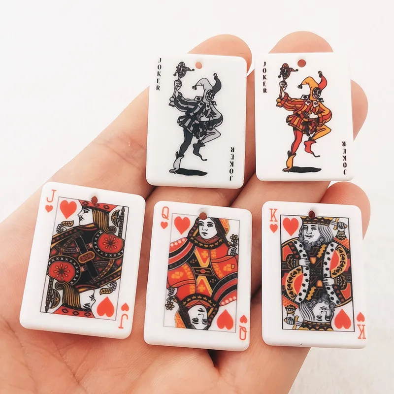 10Pc 32*26mm Acrylic Poker Pendants Funny Playing Cards Charms Fit Fashion Earrings Keychains Jewelry Making DIYJewelry Findings