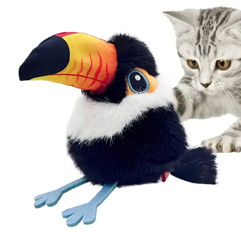 Jouet interactif pour chat, oiseau automatique avec simulation de chant d'oiseau et vol, rechargeable, activé par le toucher, accessoires pour chat