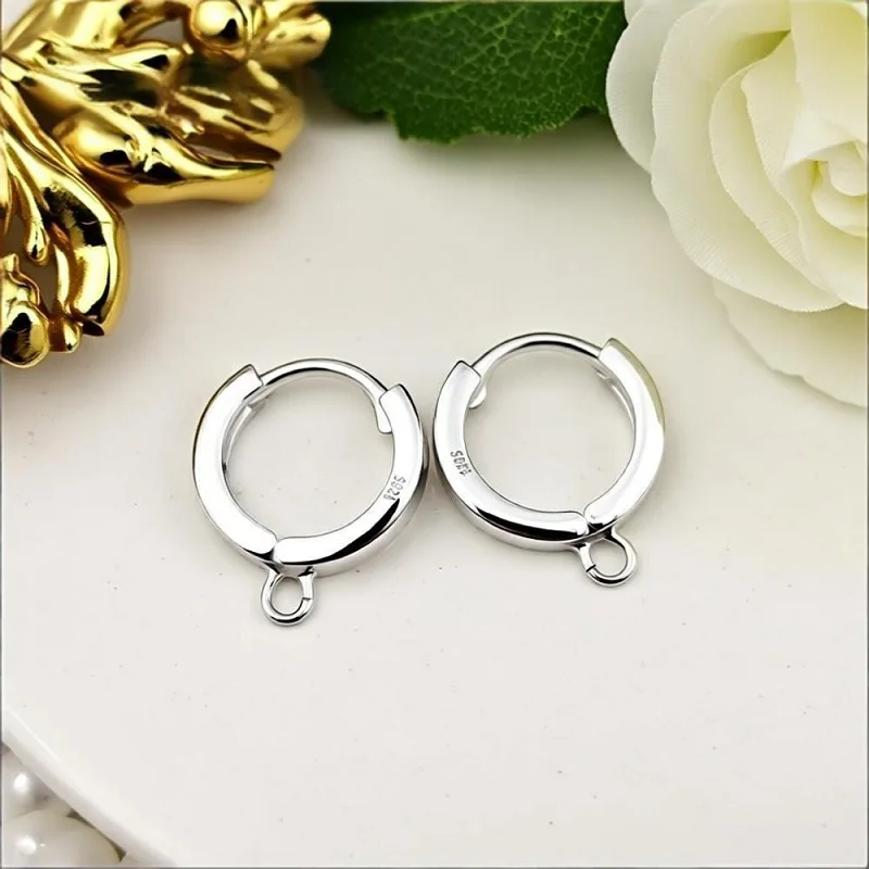 Classic 925 Sterling Silver Round Metal Hoop Earrings DIY Making Jewelry Findings For Women Girls Anniversary Party Fashion Gift