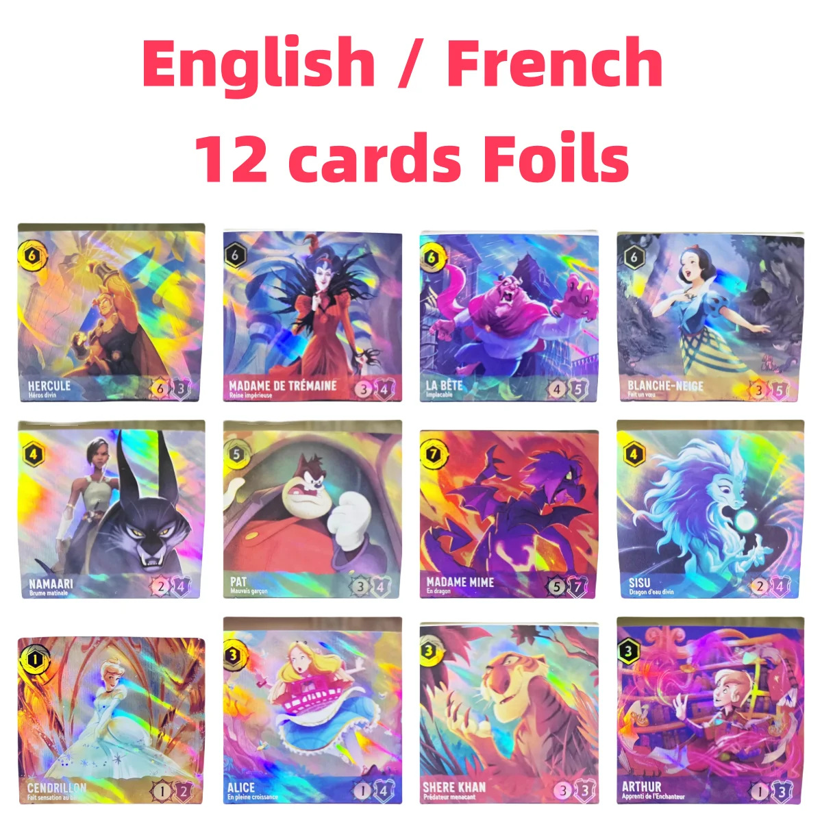 

Lorcana Chapter 2 Proxy English / French Foil High Quality alice Arthur Beast Cinderella hercules tremaine madam TCG Game Cards