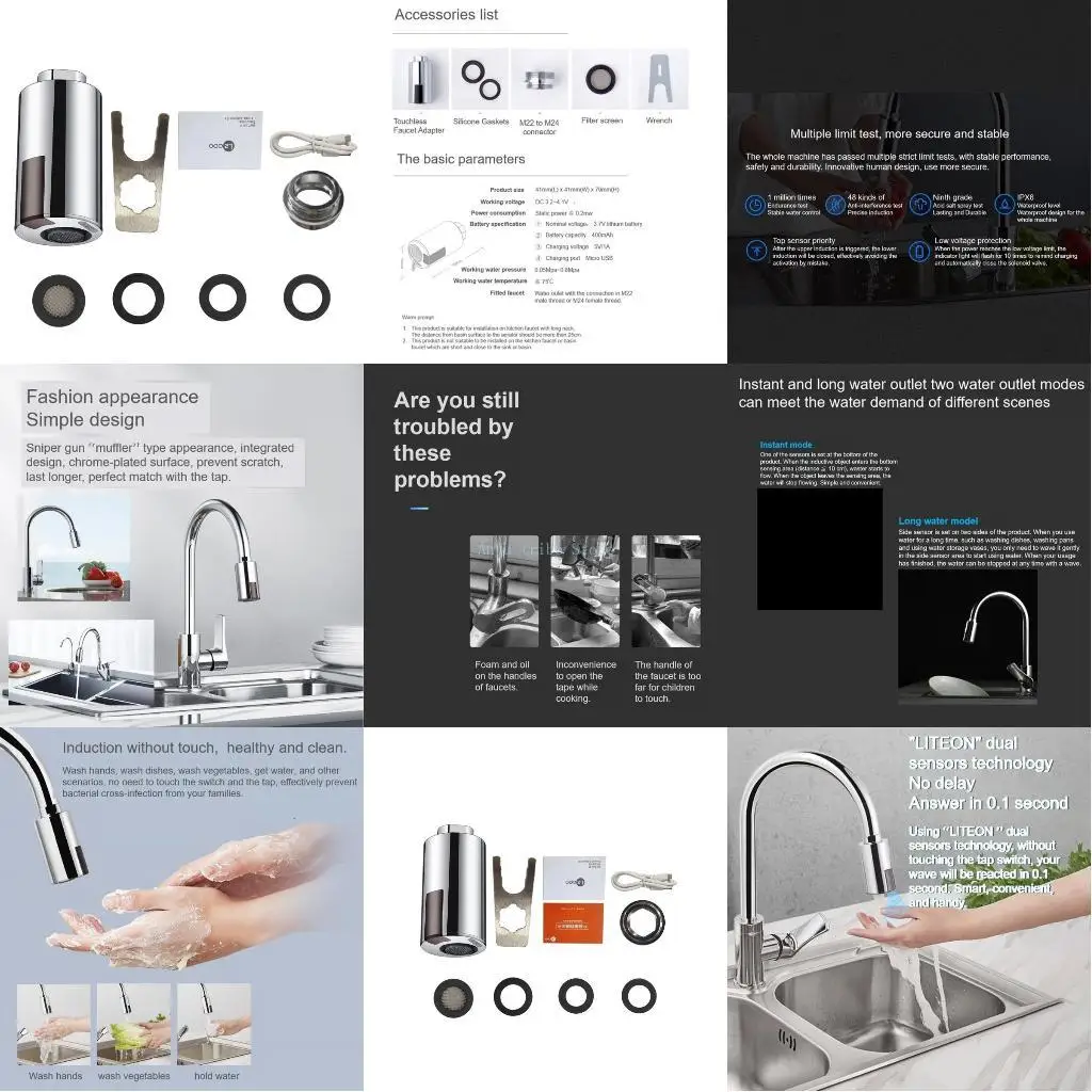 

2025 Новые инфрационные датчики Автоматические смесители адаптер сопла для кухни.