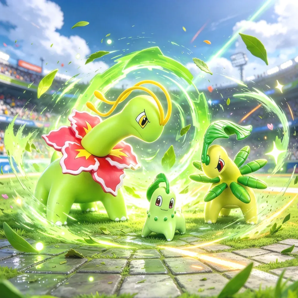 3-8cm Anime Figure Chikorita Group Pokemon Action Figures Pvc Statue Desktop Ornamen Collection Model Gifts